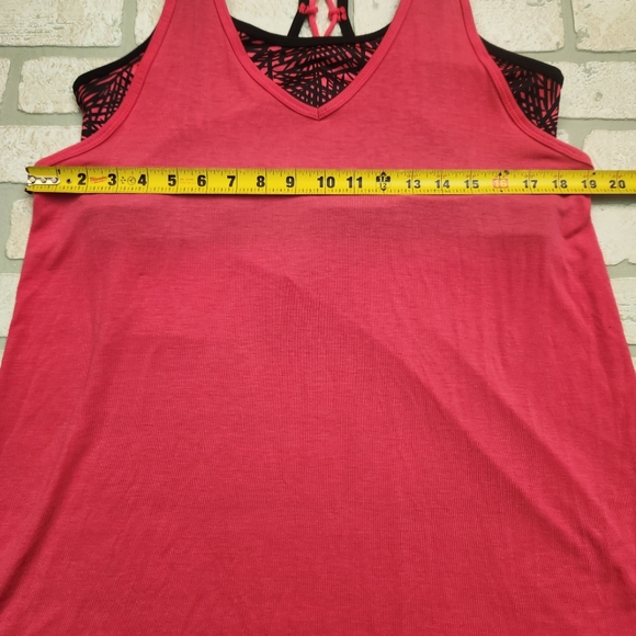 CHAMPION Womens Work Out Tank Built In Bra PLUS Size XXL Pink+Black - Picture 5 of 11
